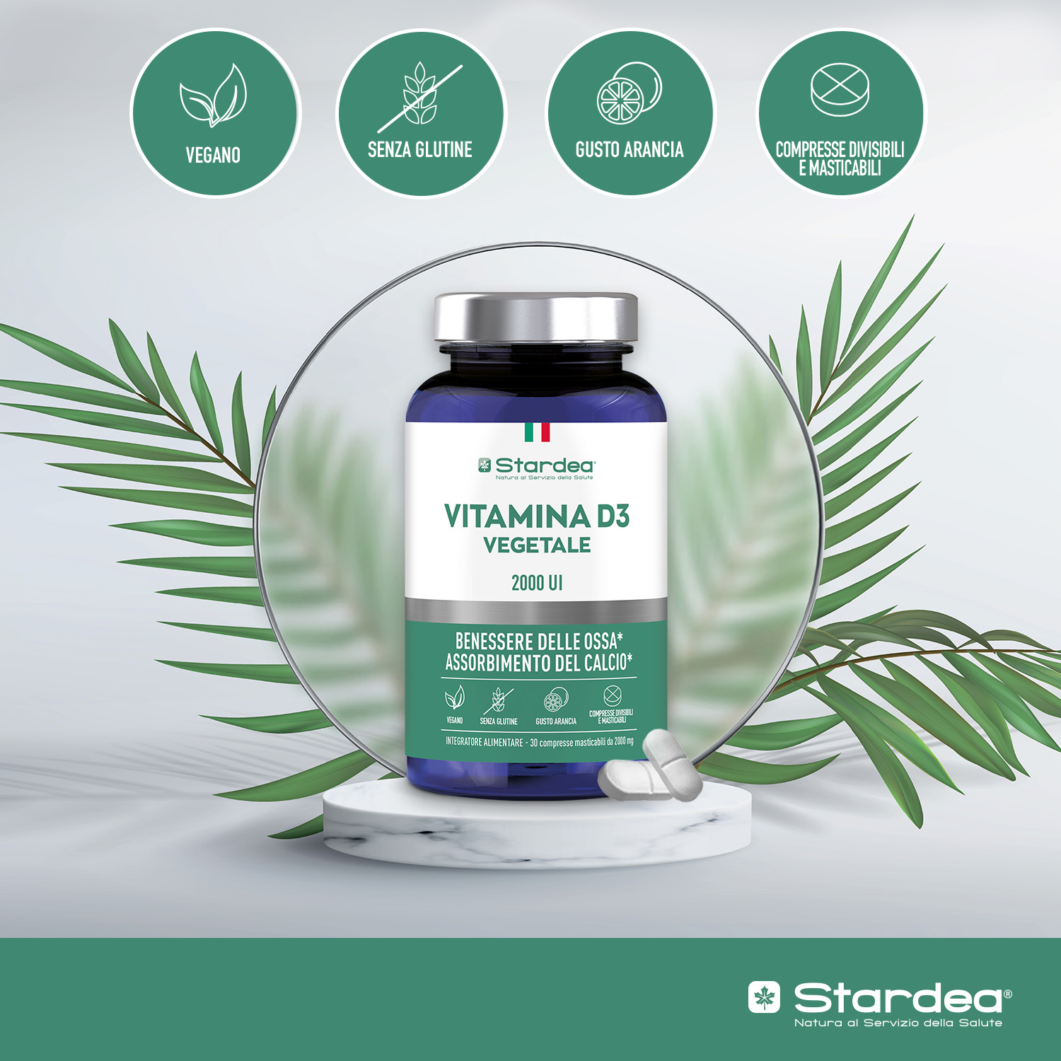 STARDEA VITAMINA D3 VEGETALE 2000 UI Compresse masticabili - INTEGRATORE ALIMENTARE 
