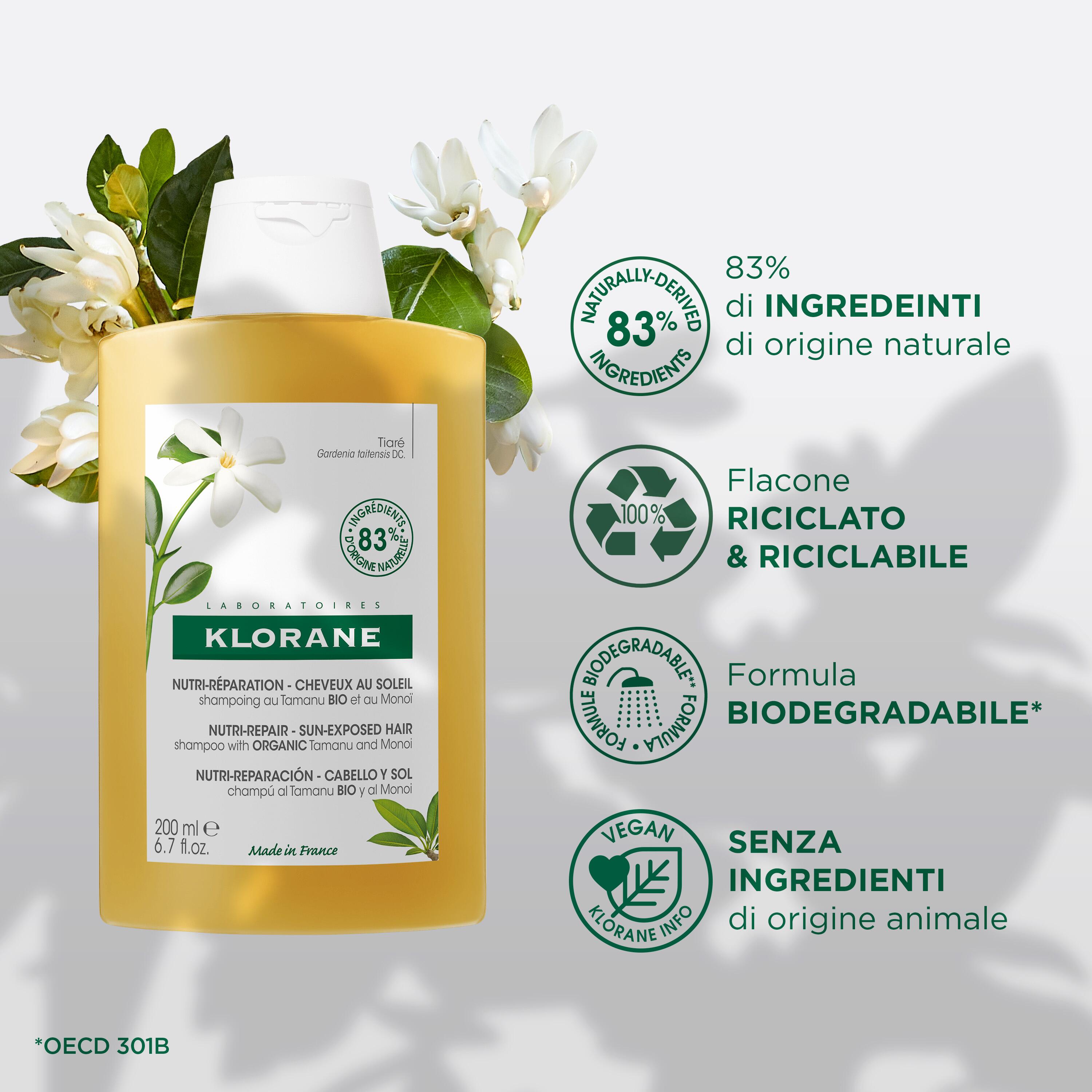 Klorane - Shampoo Doposole Nutritivo Al Tamanu Bio E Monoï 200 ml