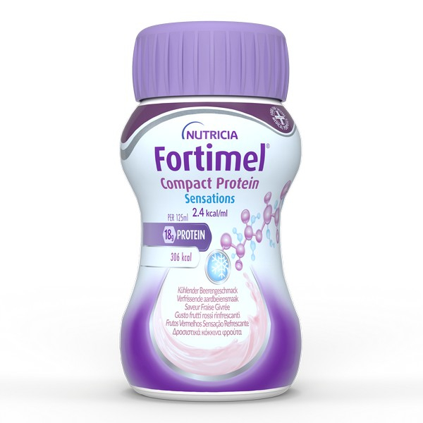 Nutricia Fortimel Compact Protein Sensations, Gusto Frutti Rossi Rinfrescanti, Ipercalorico e Iperproteico, 4x125ml