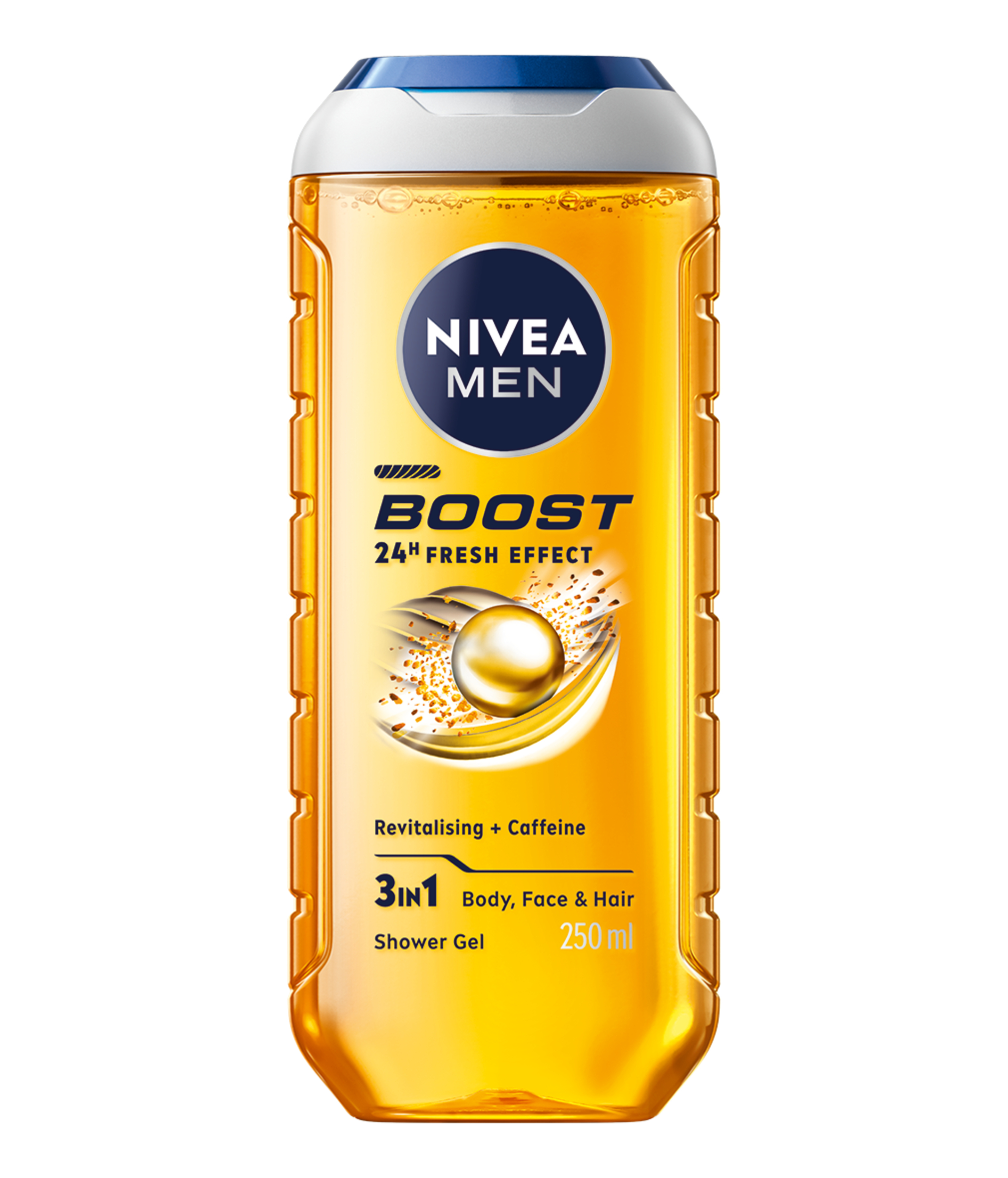 Nivea Men Doccia Shampoo Boost 250 ml, Docciaschiuma uomo energizzante per viso, corpo e capelli