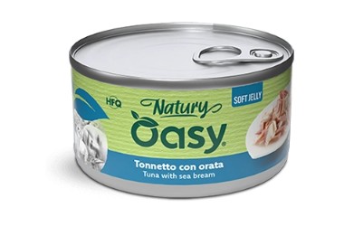 OASY GATTO NATURY SOFT JELLY TONNETTO CON ORATA 150GR (lattina)