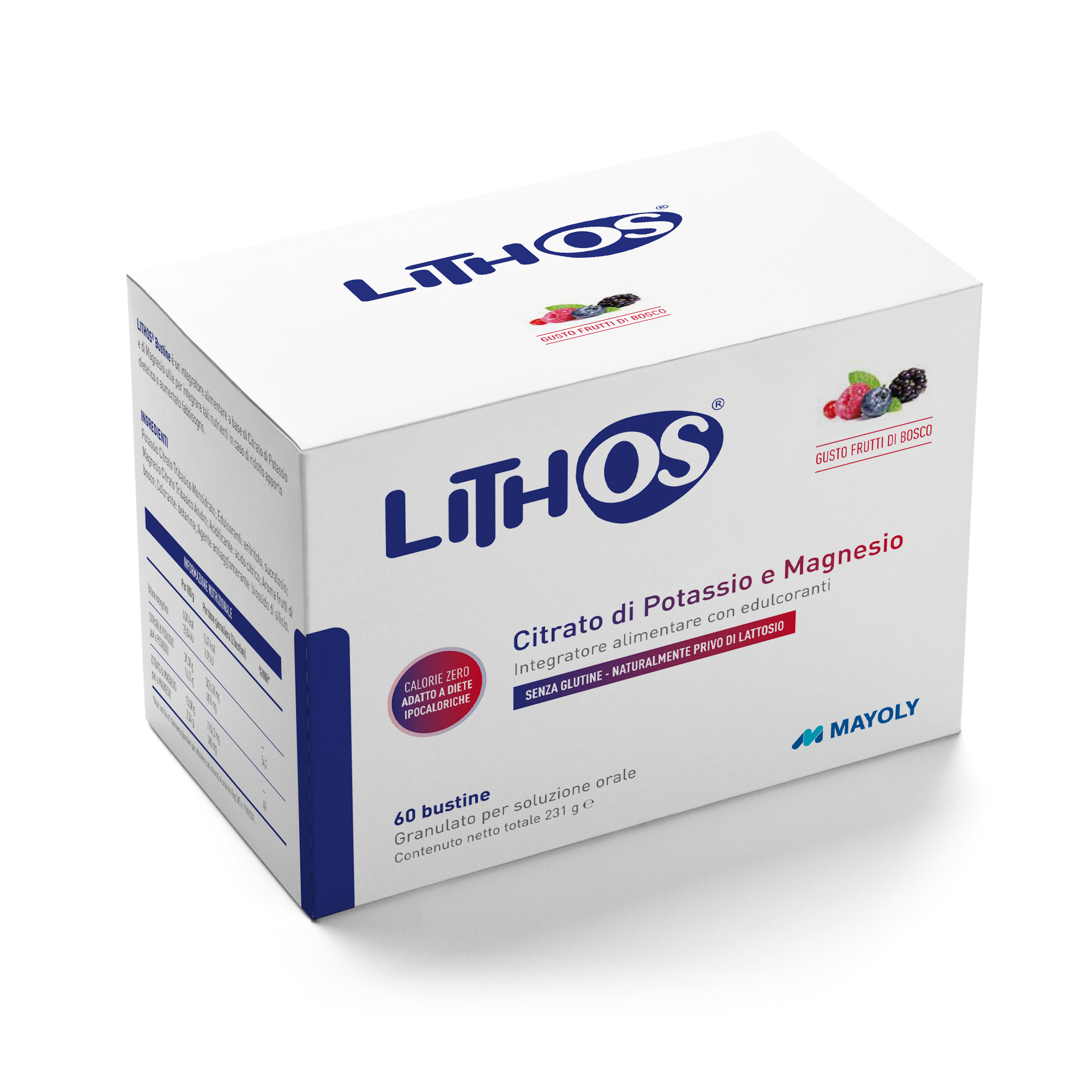 Lithos - Integratore per l'equilibrio acido-base - Gusto frutti di bosco - 60 bustine