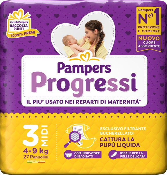 PAMPERS Progressi 27 Pannolini Taglia 3-MIDI Dai 4 ai 9kg
