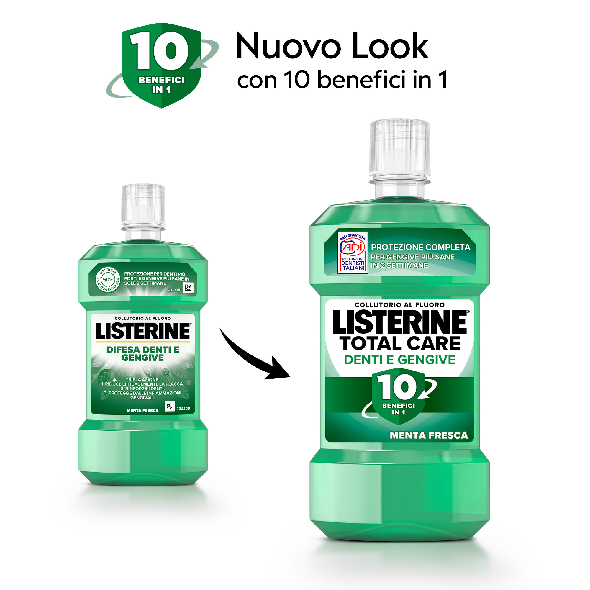 LISTERINE, Collutorio, Difesa Denti e Gengive, Tripla Azione, Denti più Forti, Gengive più Sane, 500ml