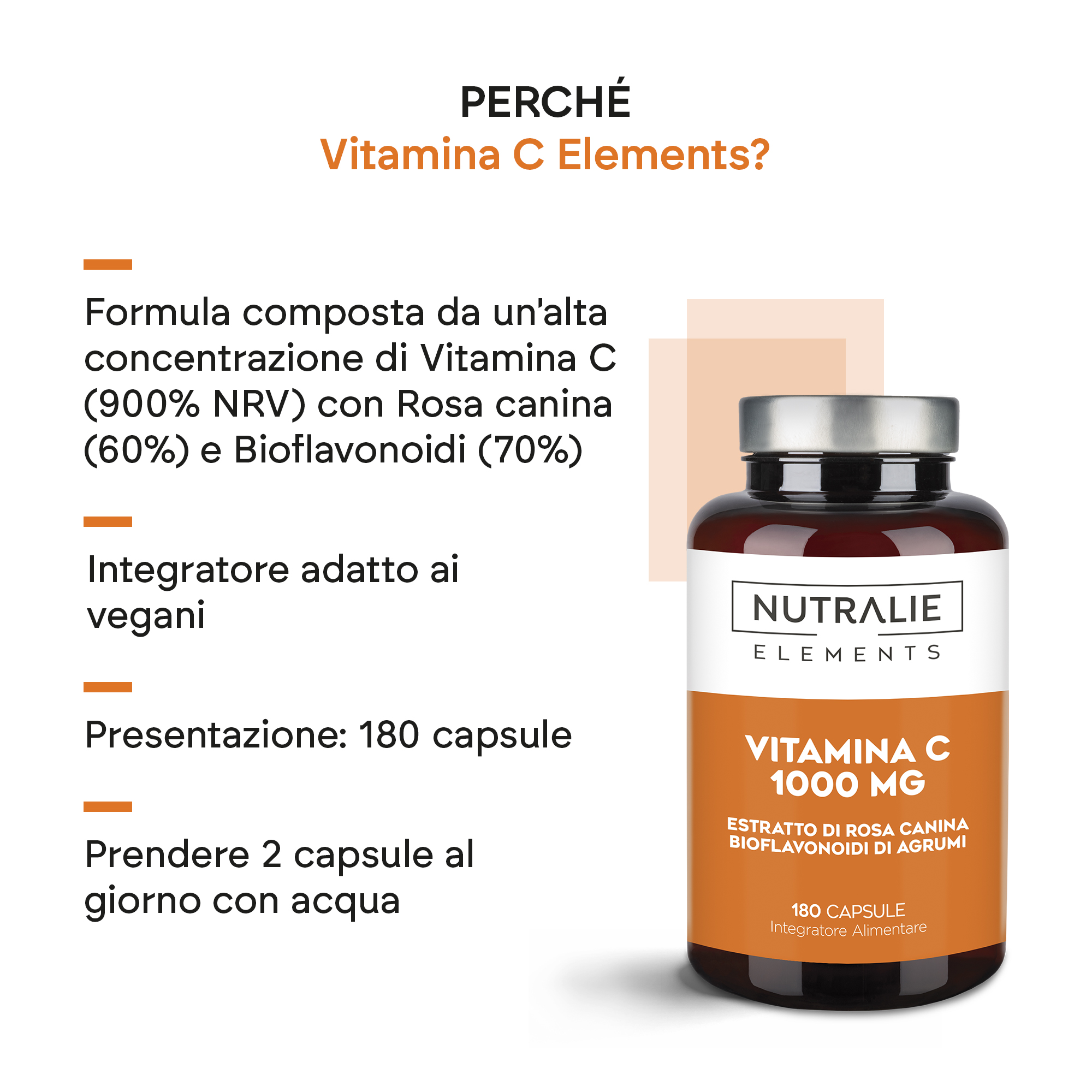 Nutralie Vitamina C Elements 180 Capsule -  Integratore Per Le Difese Immunitarie