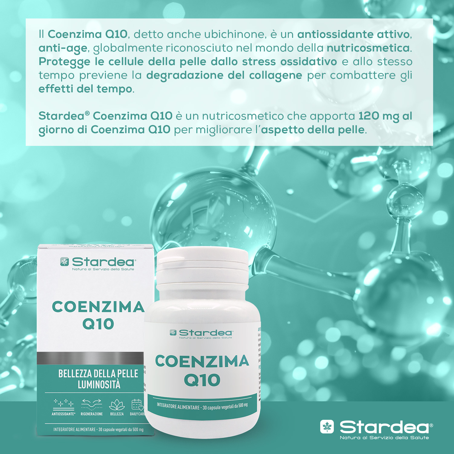 STARDEA COENZIMA Q10 - INTEGRATORE ALIMENTARE - 30 capsule vegetali - BELLEZZA DELLA PELLE