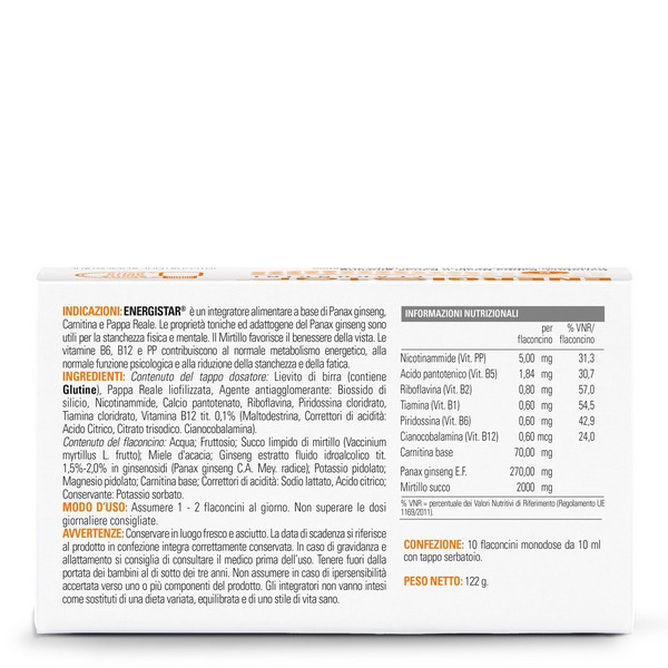 Energistar Integratore Polivitaminico Gruppo B 10 Flaconcini