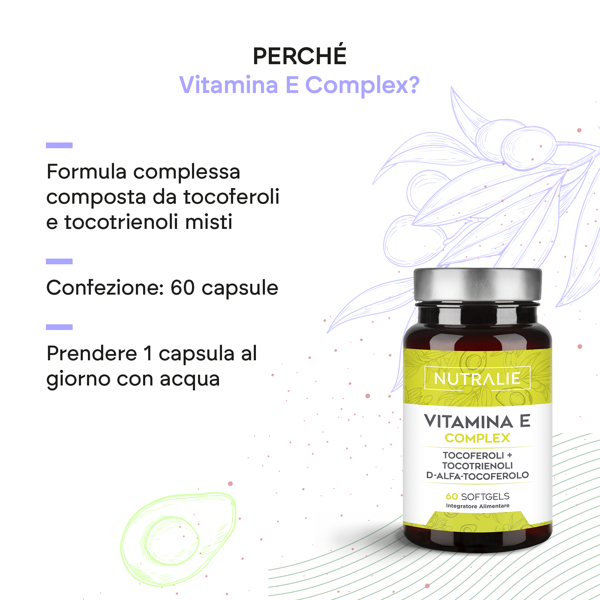 Nutralie Vitamina E Complex 60 Capsule - Integratore Antiossidante