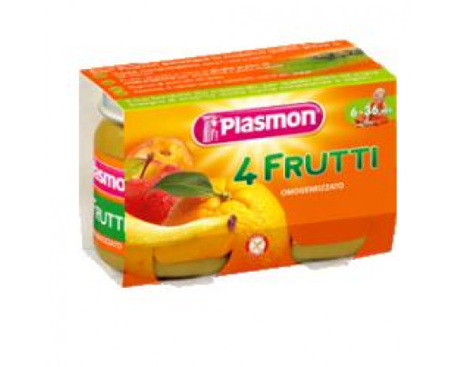 Plasmon Omogeneizzato 4 Frutti 6 vasetti da 104 g