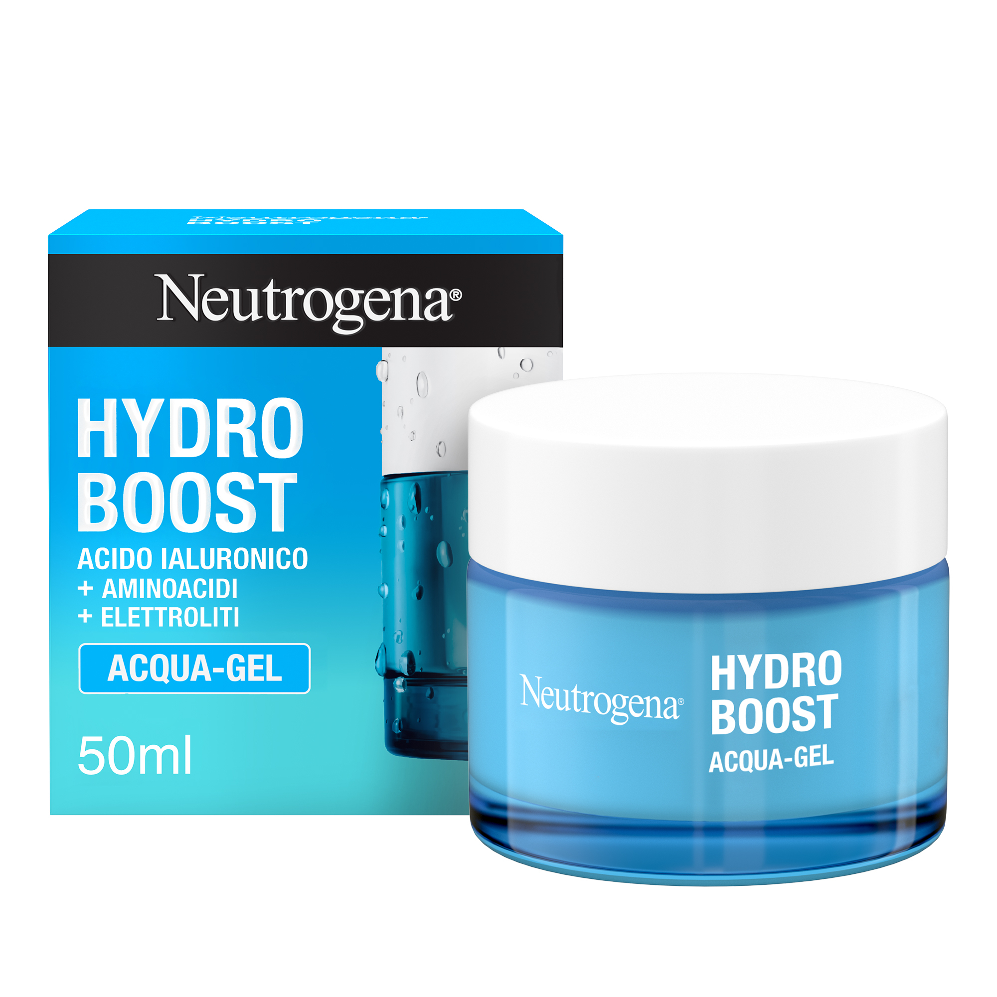 Neutrogena Hydro Boost Acqua Gel 50 ml, Crema idratante viso con Acido Ialuronico per pelle mista