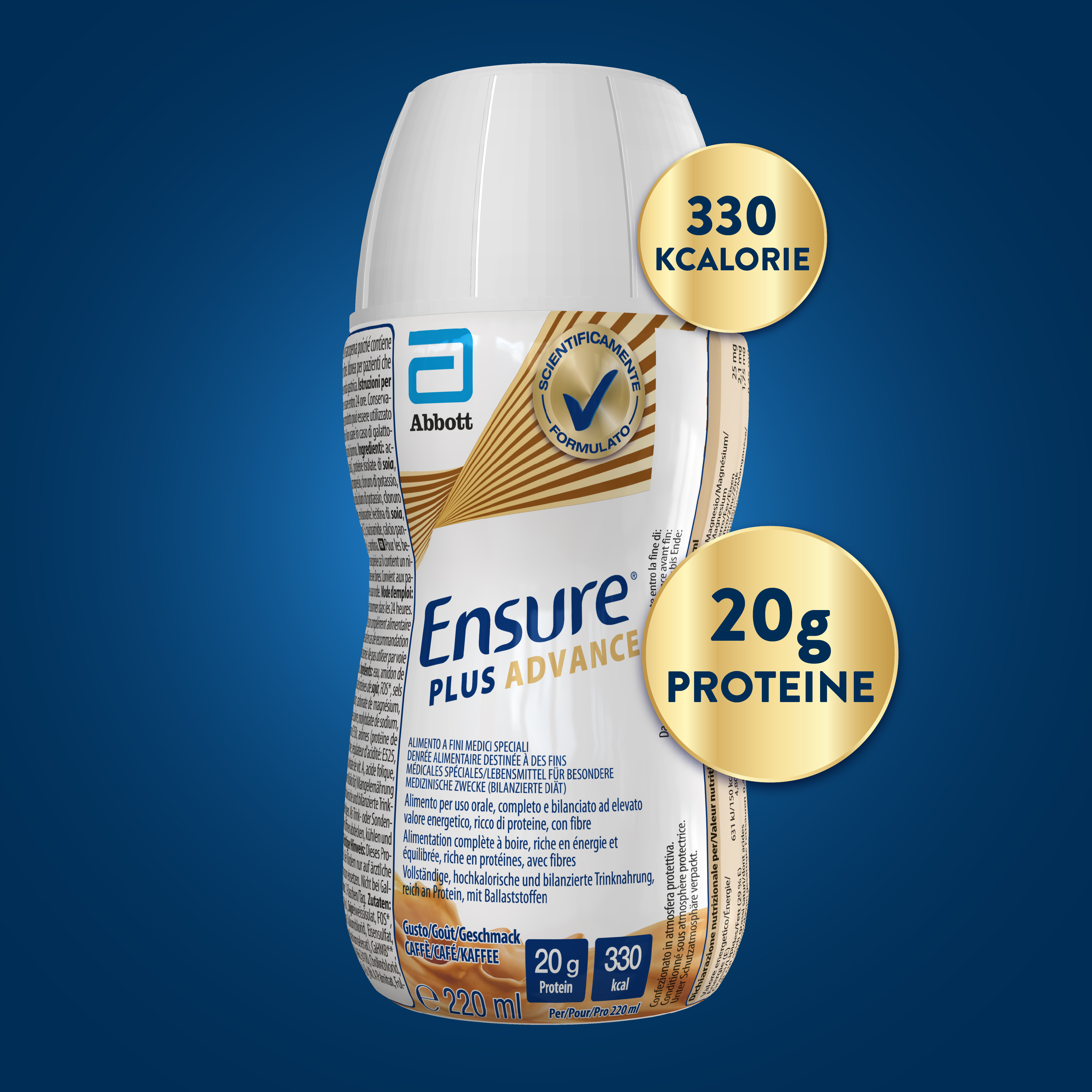 Ensure Plus Advance Alimento a Fini Medici Speciali Iperproteico ed Ipercalorico Caffè 4x220ml