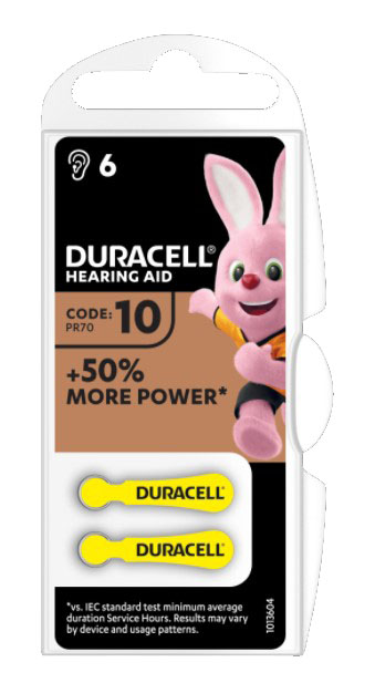 Duracell EasyTab 10 Giallo Batterie Apparecchio Acustico 6 Batterie