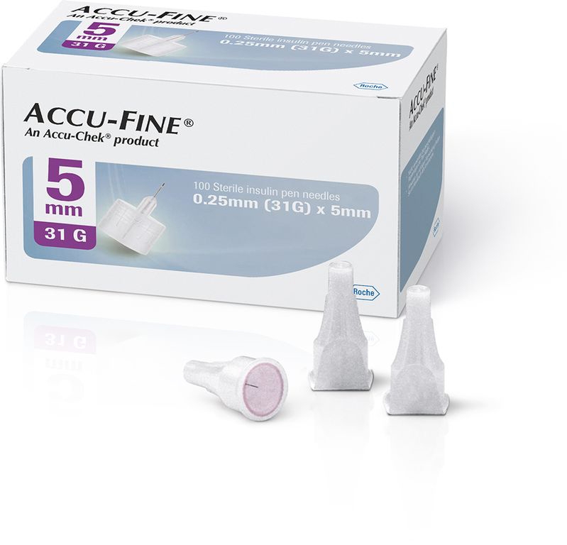 Accu-Fine Aghi Penna Per Insulina 5mm 31G 100 Pezzi