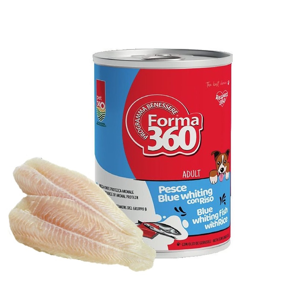 PET360 FORMA360 CANE BLUE WHITING ADULT PESCE RISO 400GR (lattina)