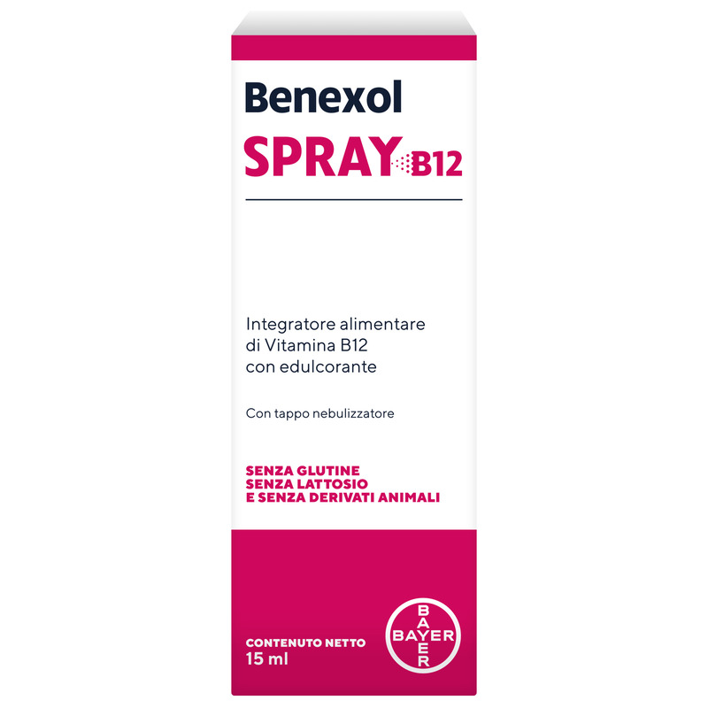Benexol Spray Integratore alimentare di Vitamina B12 ad Alto Dosaggio, con Edulcorante, Flacone da 15ml