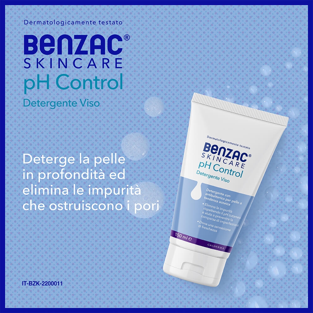 Benzac Skincare pH Control, Detergente Viso, Anti Acne, con Antibatterico, Elimina le Impurità e Rispetta il pH Cutaneo, con Gluconolattone e Zinco 150ml