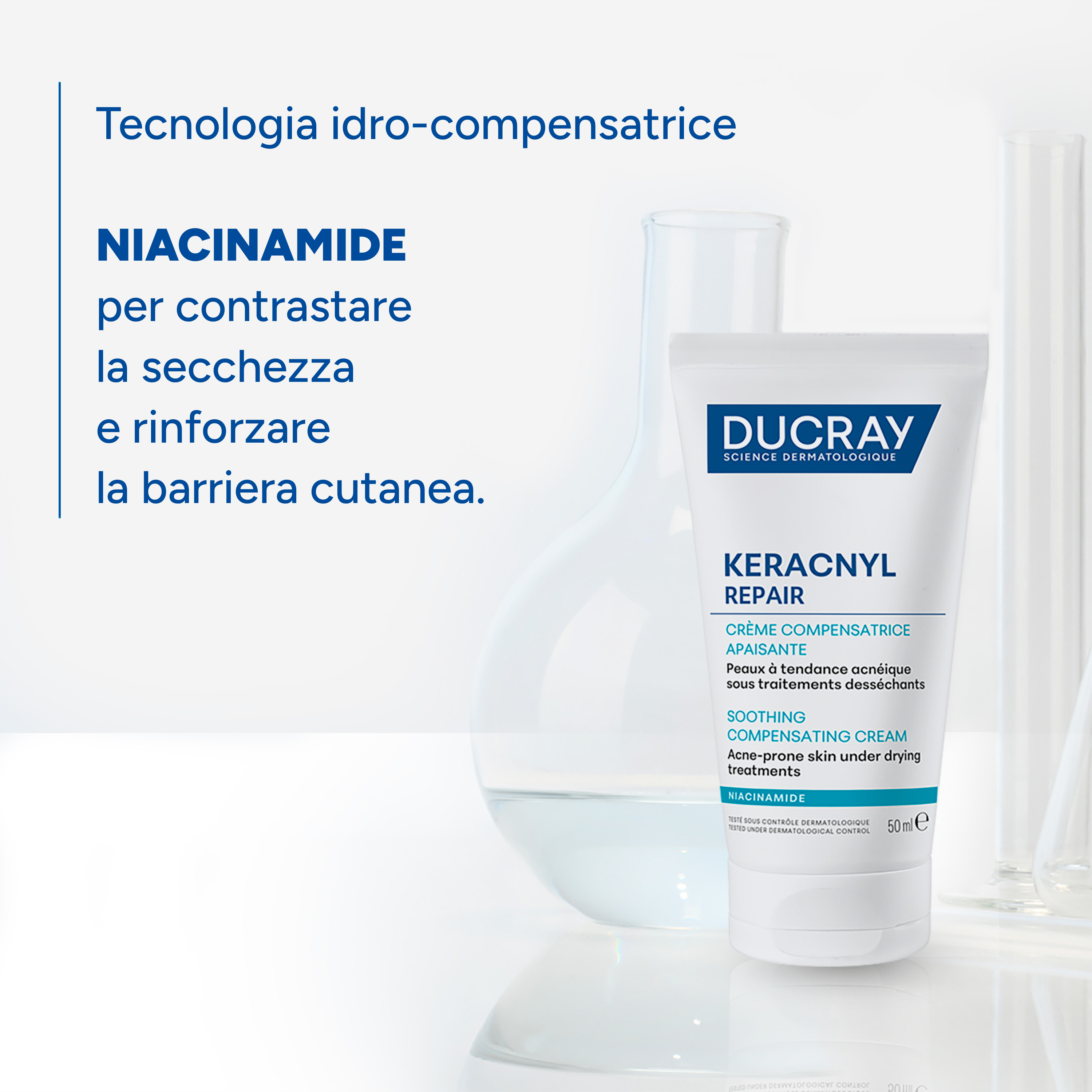 Ducray Keracnyl Repair - Crema Compensatrice Lenitiva Per Pelle Acneica 50 ml