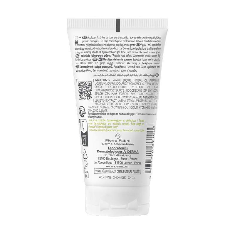 A-Derma Dermalibour+ Barrier Crema isolante lenitiva, Pelle irritabile e fragilizzata, 50ml 