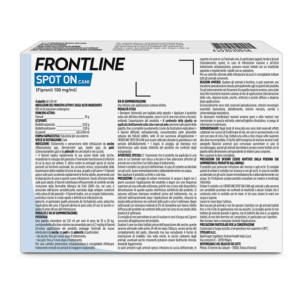 Frontline Spot On Cani x4 Pipette, Antiparassitario per Cani e Cuccioli (10-20Kg), Contro Pulci, Zecche E Pidocchi 