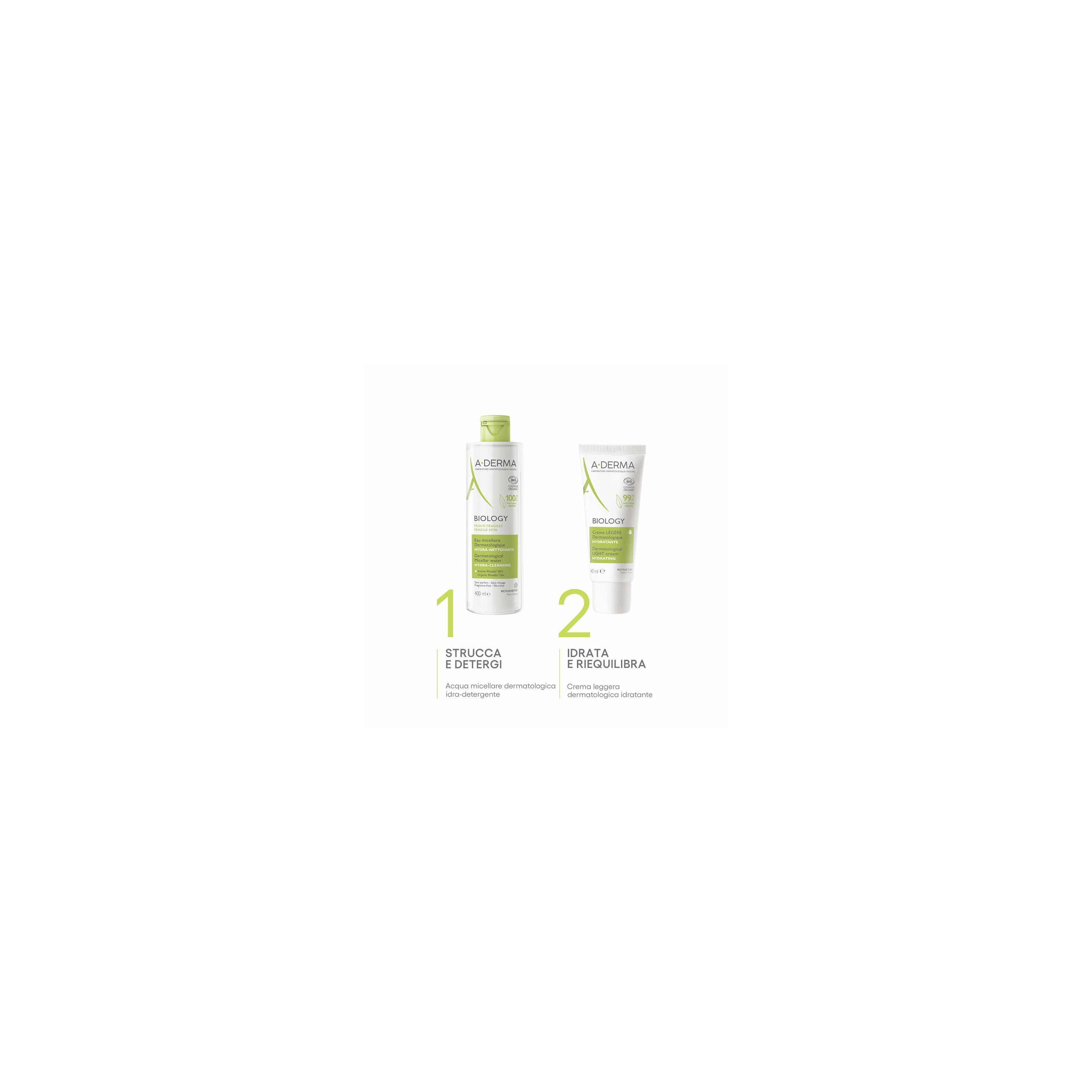 A-Derma - Biology Acqua Micellare Dermatologica Idra-Detergente Per Pelle Fragile 400 ml