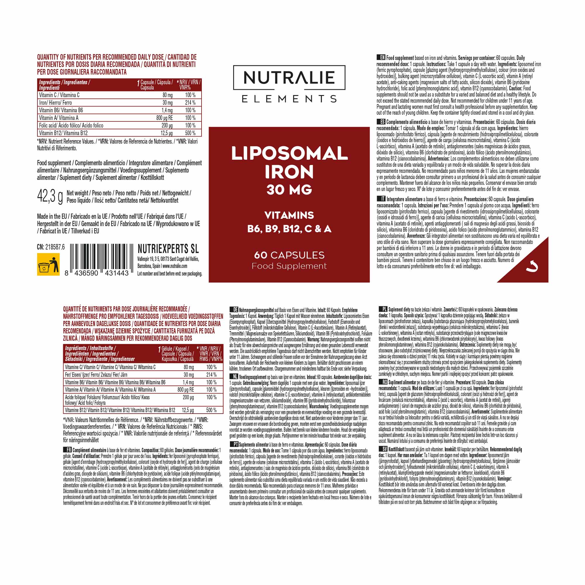 Nutralie Ferro Liposomiale 60 Capsule - Integratore Per Stanchezza E Affaticamento