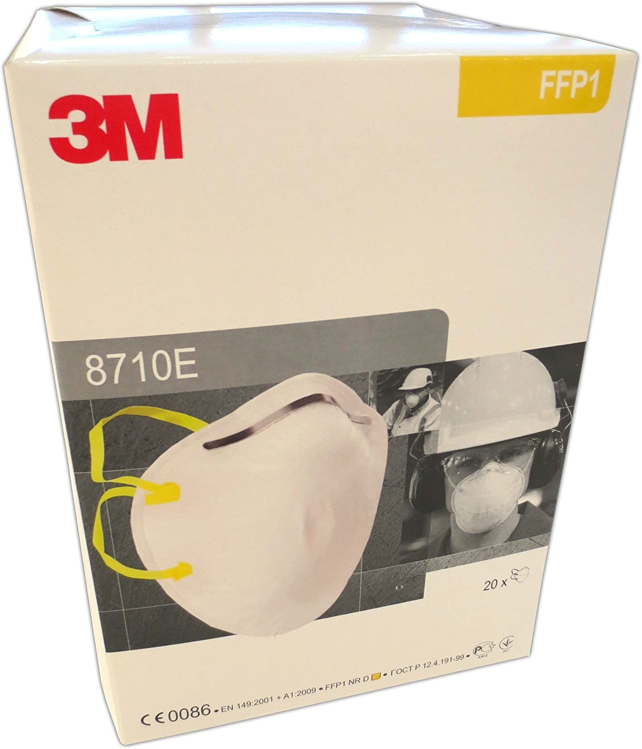 20 x 3M™ Mascherina 8710e, FFP 1,  senza valvola - 20 pezzi 3 m Respiratore - Marchio CE 0086 (EN 149:2001 + A1:2009 FFP1 NR D)