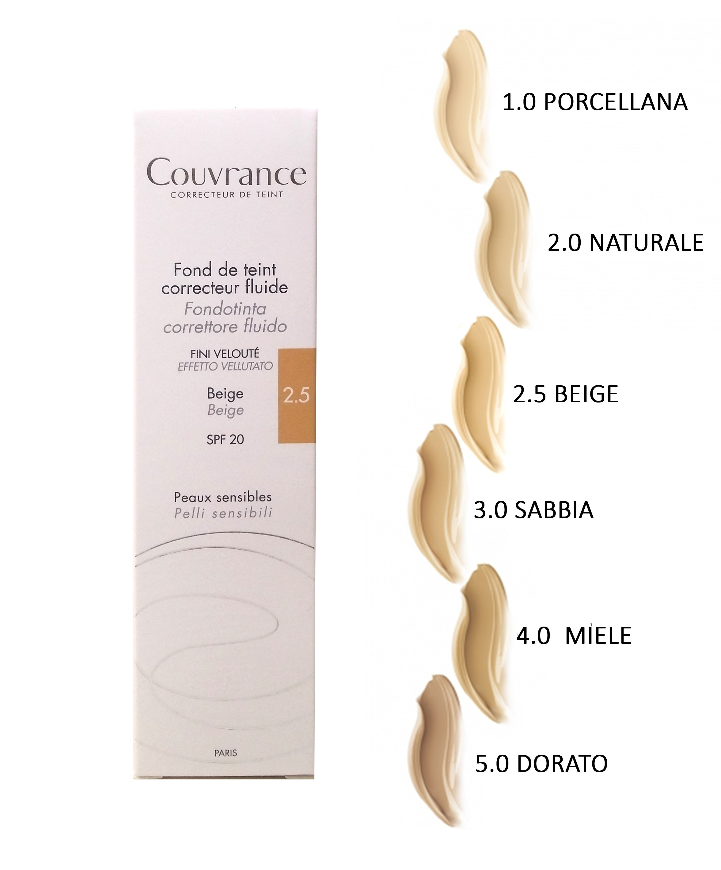 Avène Couvrance Fondotinta Correttore SPF 20 Fluido Beige 30 ml