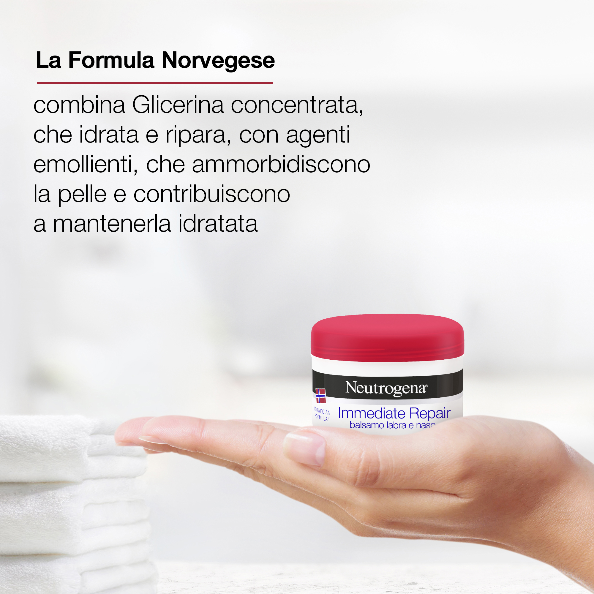 Neutrogena, Balsamo Labbra e Naso Riparazione Immediata, Formula Norvegese, 15ml