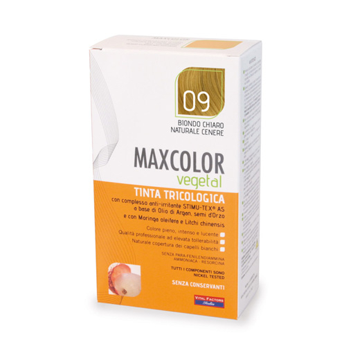Maxcolor Vegetal Tinta 09 Biondo Chiaro Naturale Cenere