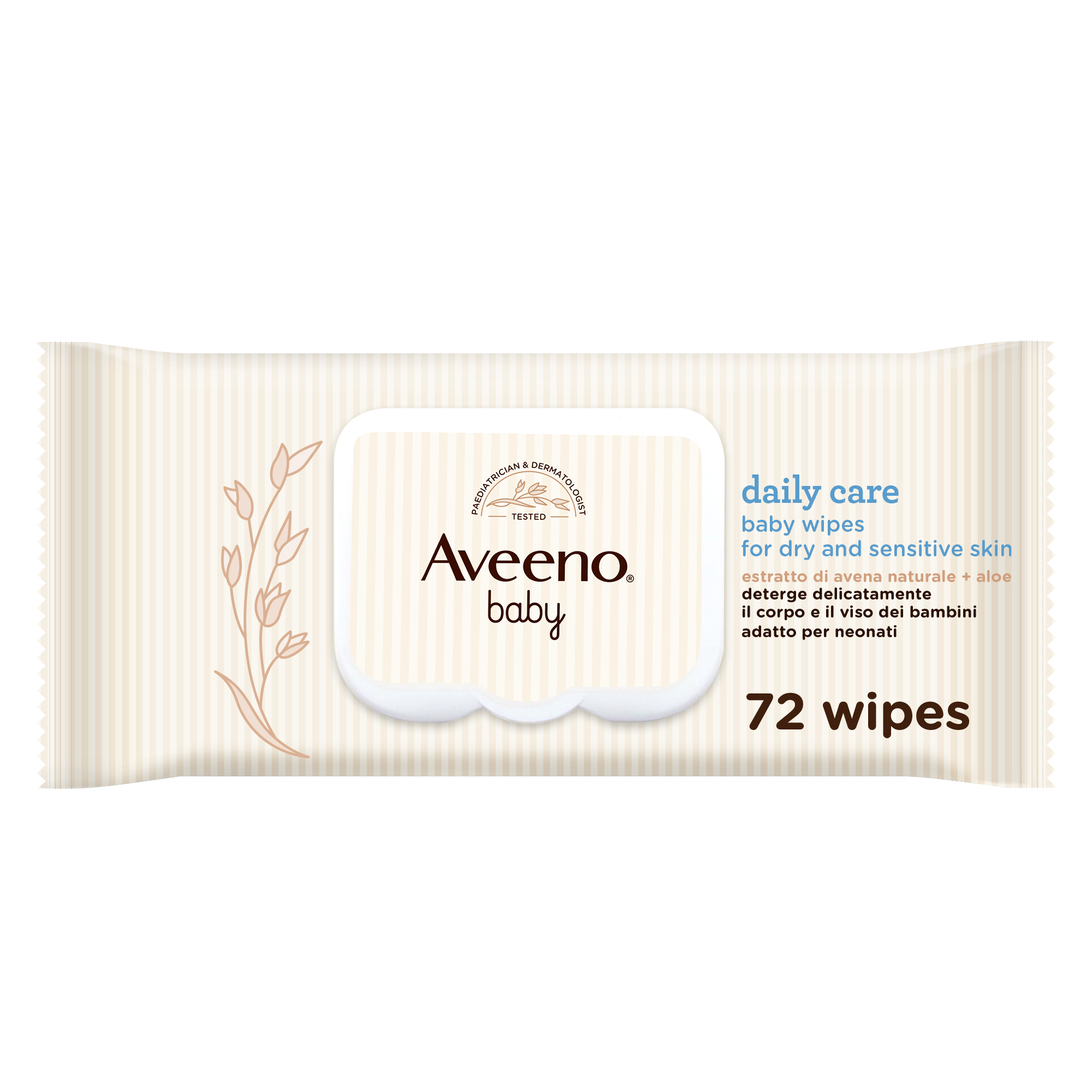 Aveeno Baby Daily Care 72 Salviettine, Salviette neonato e bambino umidificate e delicate