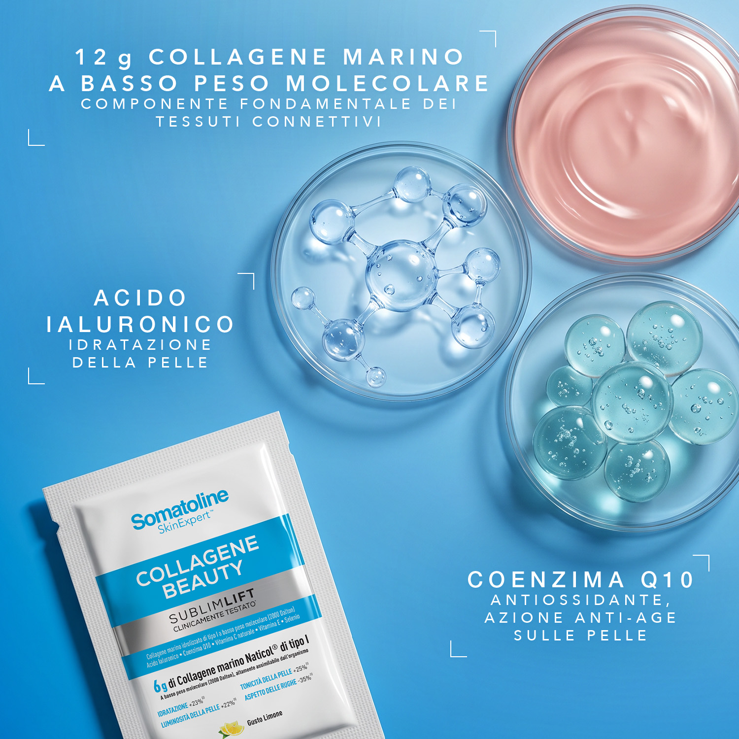 Somatoline SkinExpert Collagene Beauty Sublimlift 10 Bustine Gusto Limone - Integratore Per La Pelle
