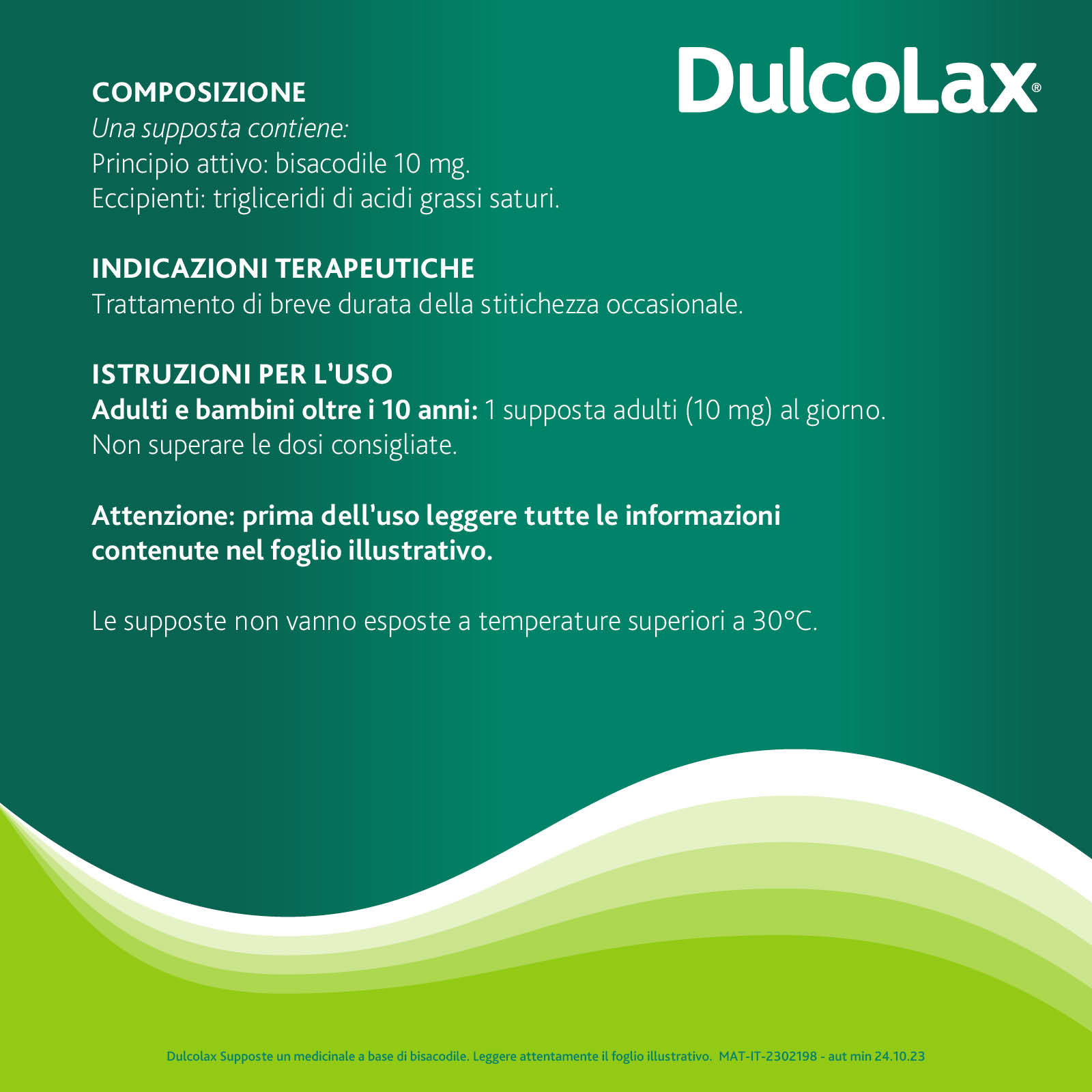 Dulcolax Supposte Adulti Lassative 10 mg Bisacodile 6 Supposte