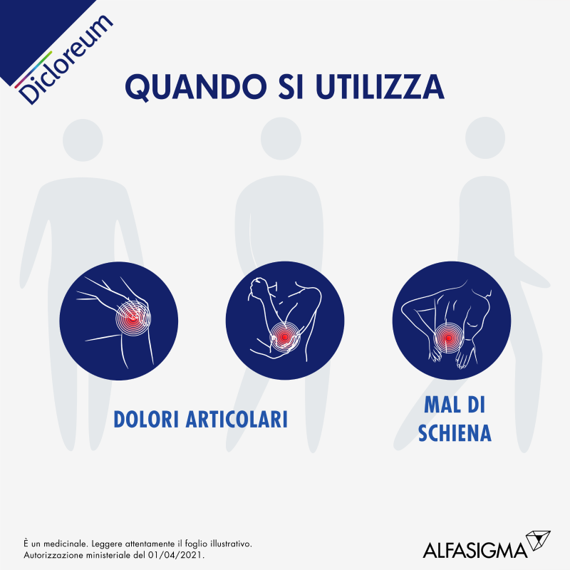 Dicloreum Unidie Cerotti Antinfiammatori per dolori muscolari e dolori articolari - 8 Cerotti 136mg 