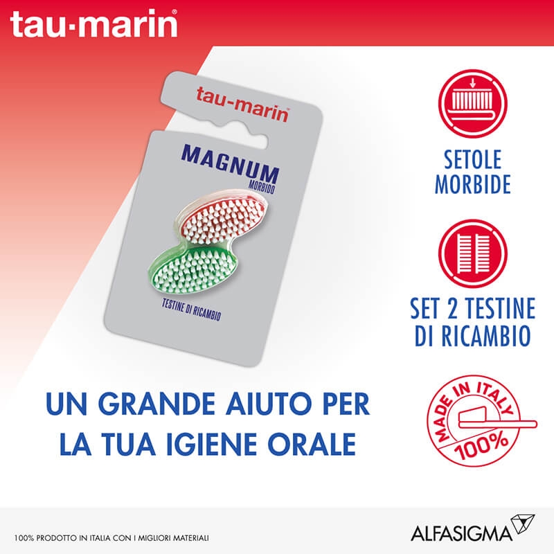 Tau-Marin Testina di Ricambio Spazzolino Magnum Morbido