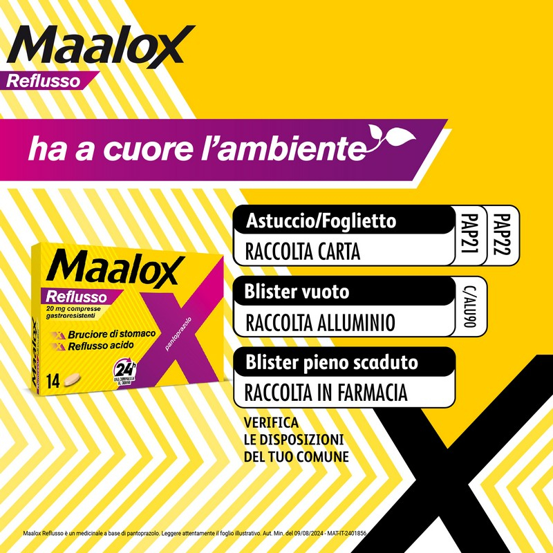 Maalox Reflusso 20 mg Pantoprazolo 14 Compresse