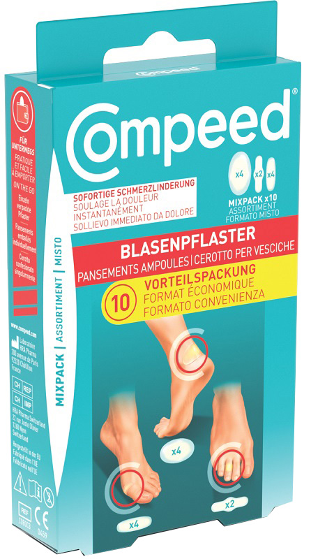 Compeed Cerotti Per Vesciche. Lunga Durata E Resistenti All'Acqua- Pack Misto, 10 Cerotti. Pack 100% Plastic Free