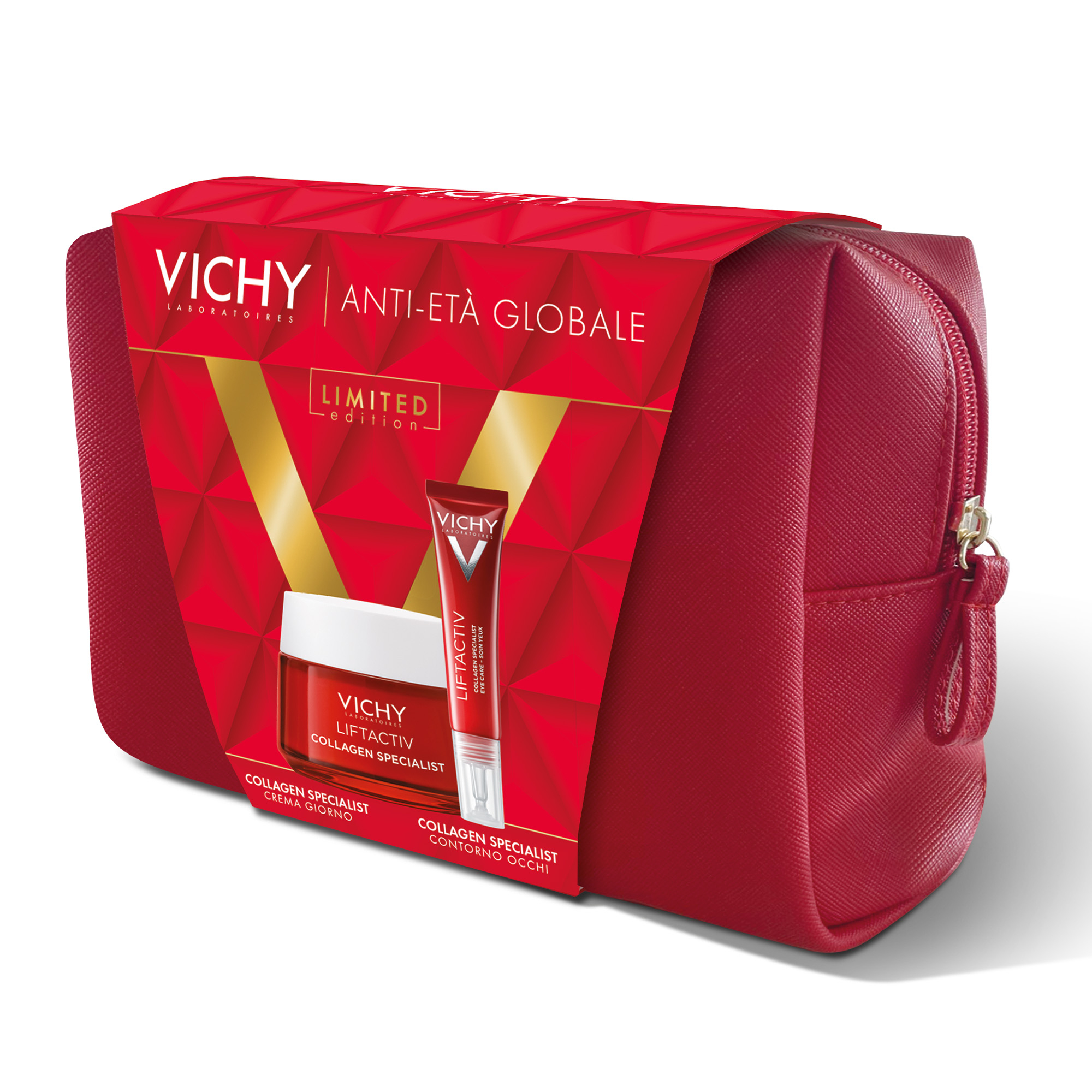 Vichy Pochette Regalo per un effetto Anti-Età Global con Crema Giorno Liftactiv Collagen Specialist 50 ml + Contorno Occhi 15 ml