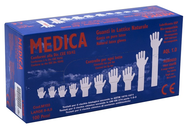 GUANTI LATTICE C/POLV L 100PZ