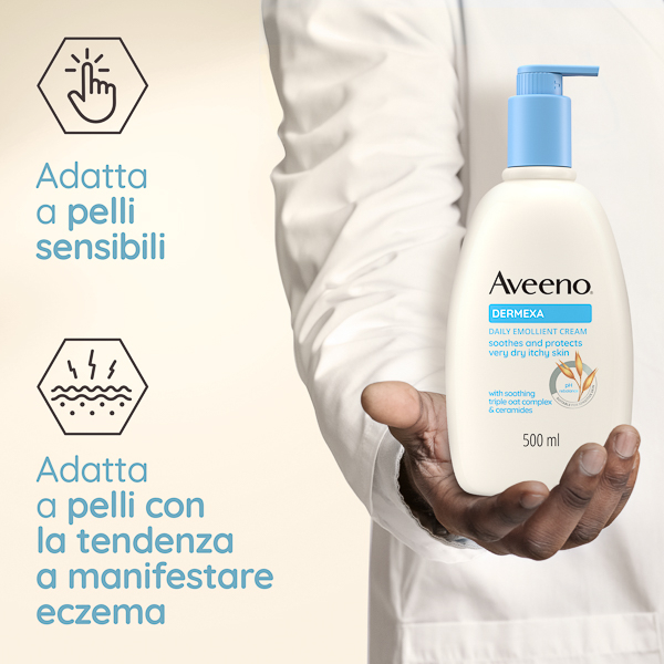 Aveeno Dermexa Crema Idratante Per Pelle Molto Secca e con Prurito, adatto per pelle con tendenza atopica e soggetta a eczema, Senza Profumo 500 ml