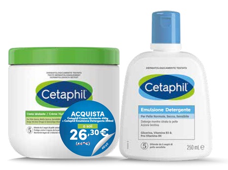 Cetaphil Bipack Crema Idratante 450g + Detergente Viso 250mL