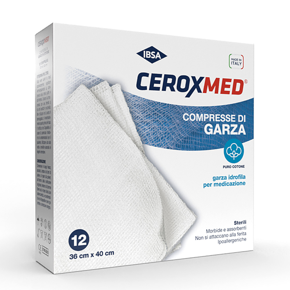 Ceroxmed Compresse di Garza Sterili 36x40 cm 12 Pezzi