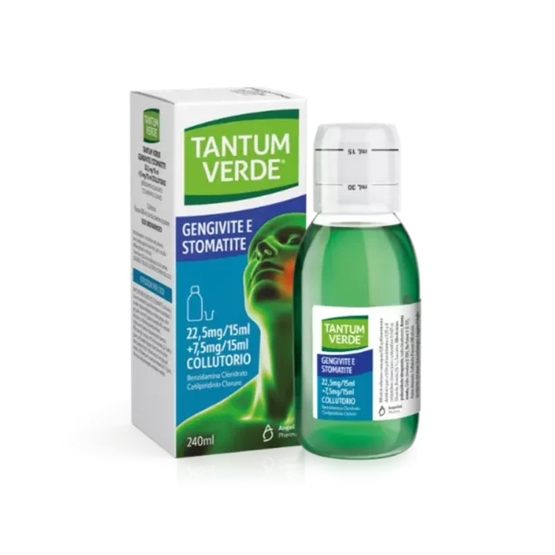 Tantum Verde Gengivite E Stomatite - Collutorio Antisettico, Antinfiammatorio E Analgesico Per Bocca E Gengive 120 ml