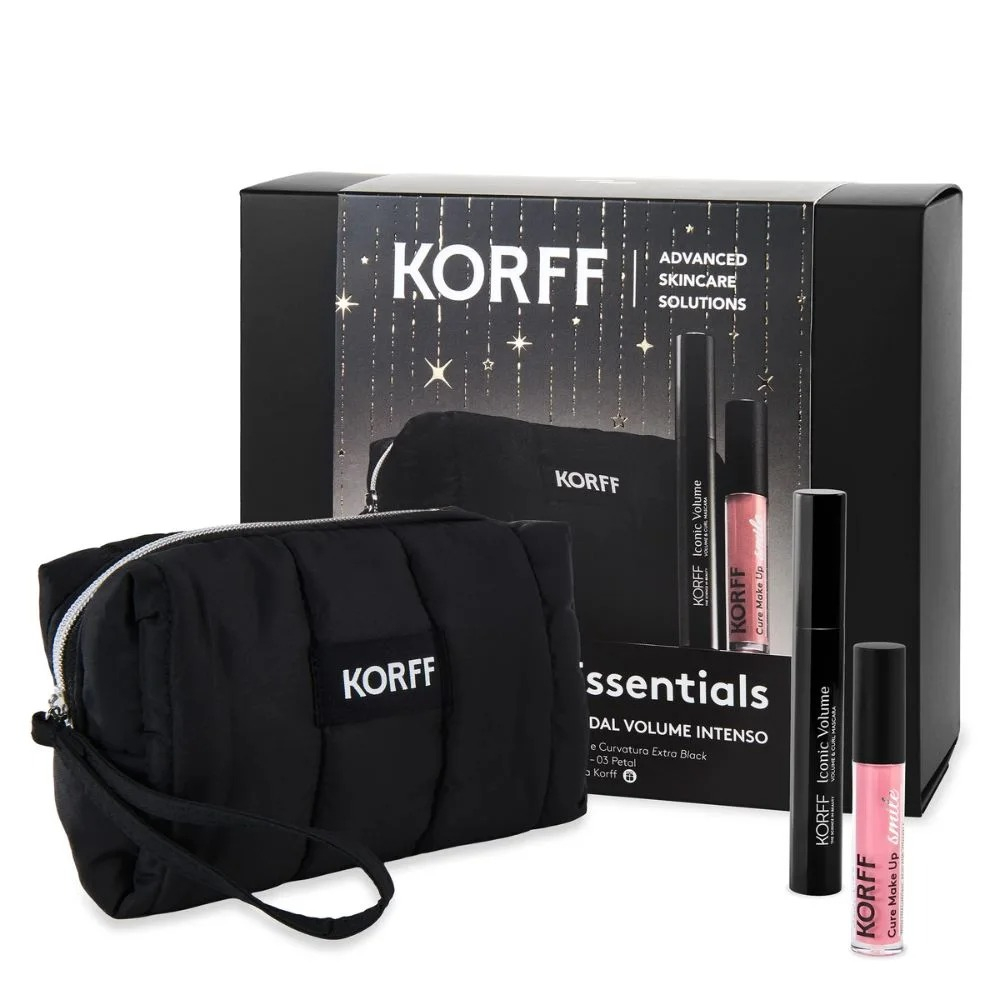 Korff Cofanetto Make-Up Essential Iconic Volume Mascara 9ml + Comfort Lip Gloss 03 Petal