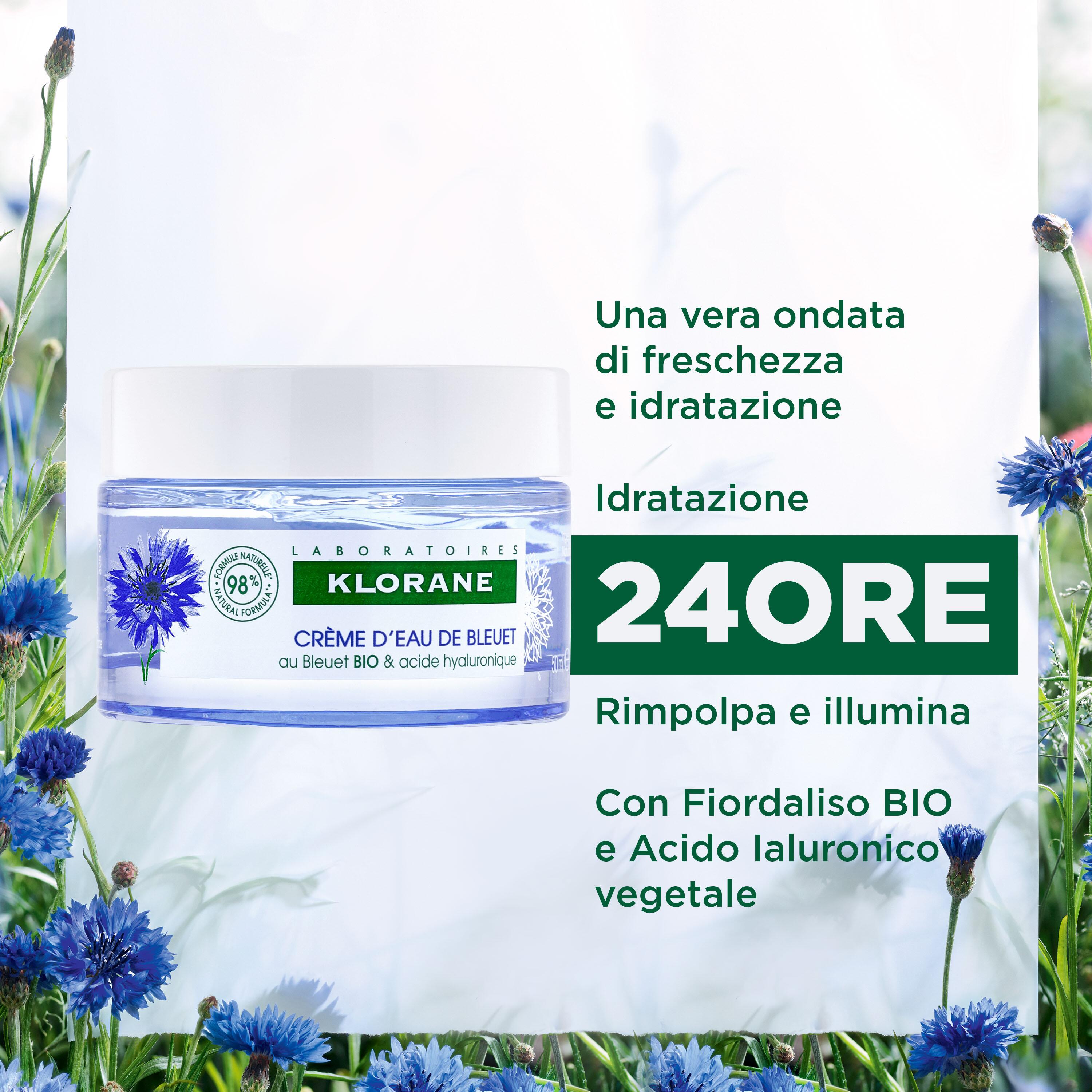 Klorane - Crema D'Acqua Di Fiordaliso Bio Idratante, Rimpolpante E Illuminante Viso E Occhi 50 ml