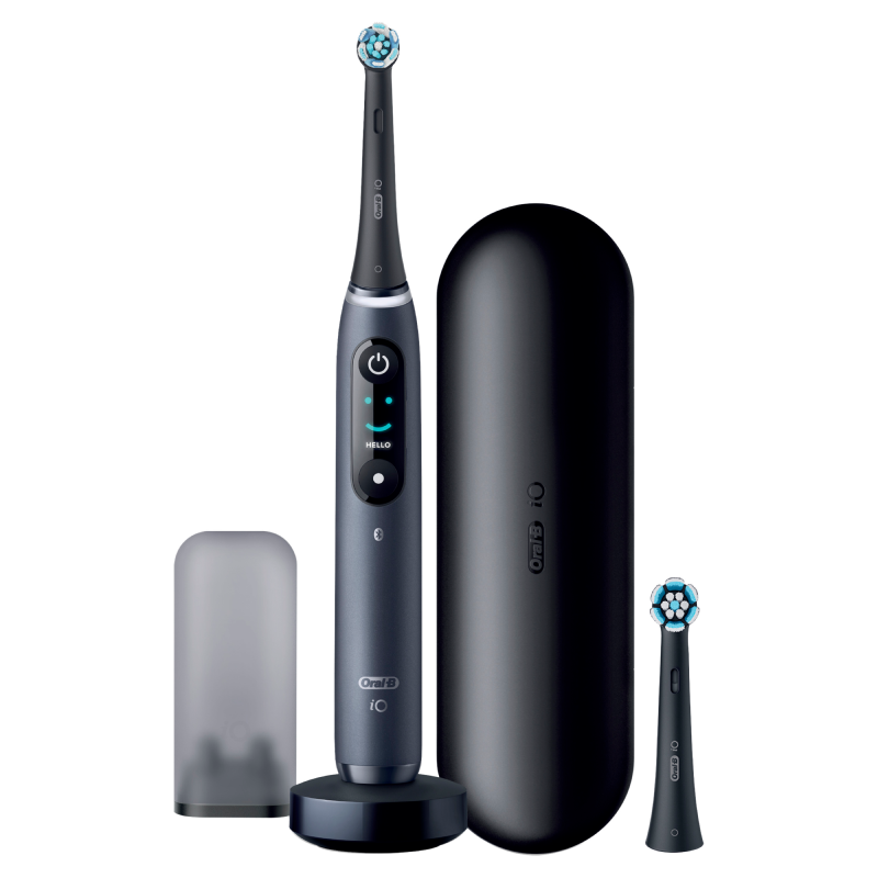 Oral-B Spazzolino Elettrico Ricaricabile iO 8S Nero, 2 Testine, 1 Custodia Da Viaggio, 1 Spazzolino