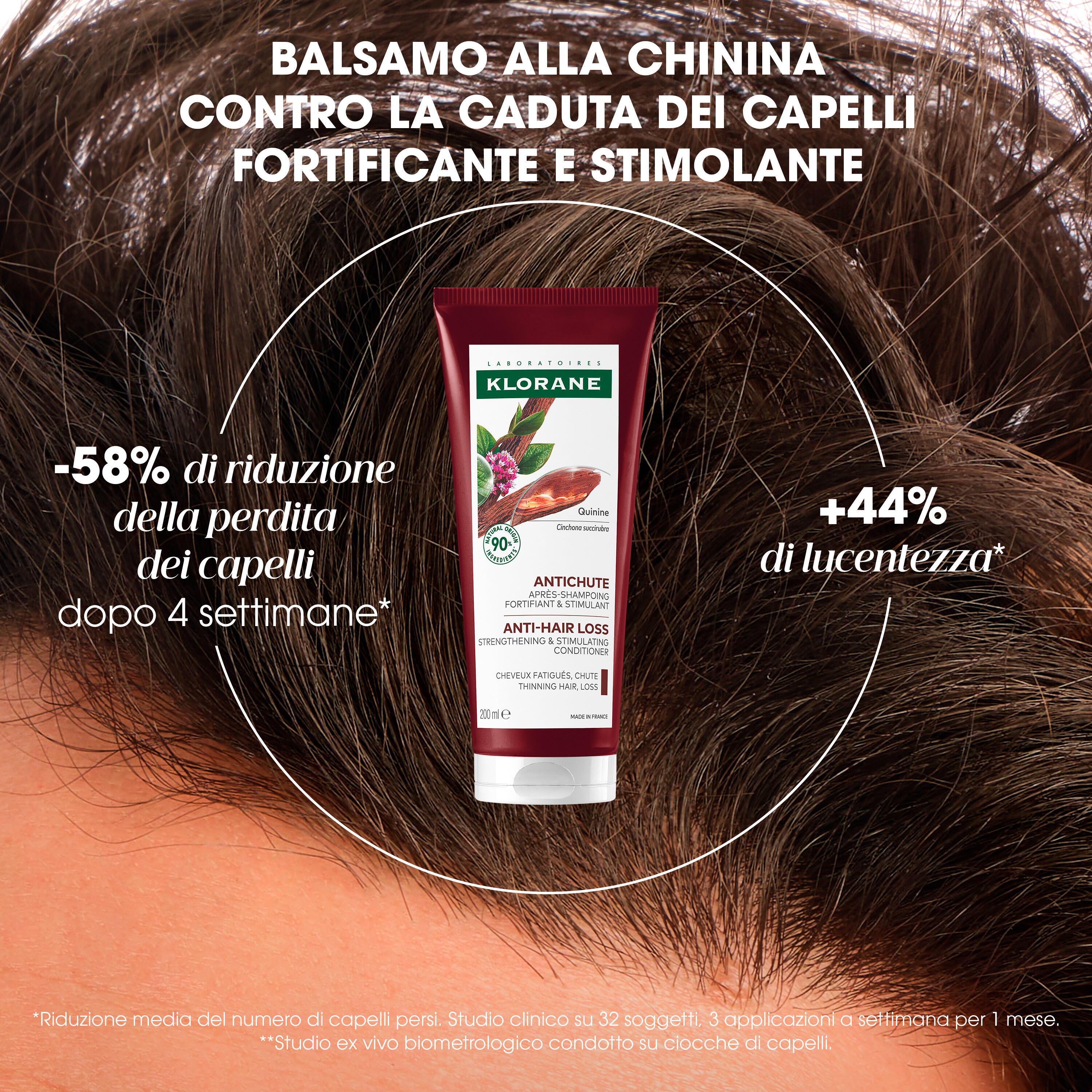 KLORANE - CONTRO LA CADUTA DEI CAPELLI - Balsamo dopo-shampoo fortificante e stimolante alla Chinina 200 ml