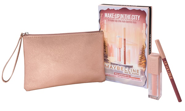 Cofanetto Make-Up In The City Maybelline Lifter Gloss Ice 002 + Lifter Liner 07 + Pochette Glitter Maybelline
