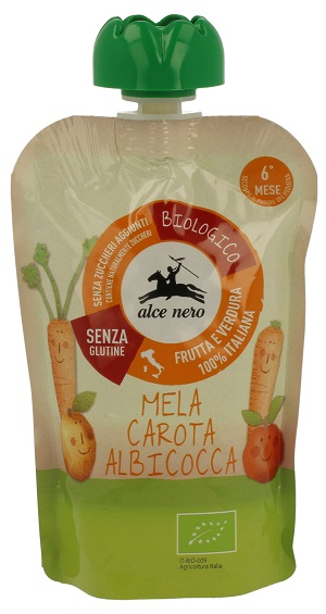 ALCE NERO PUREA MELA/CAROTA/ALBICOCCA BABY FOOD 100G