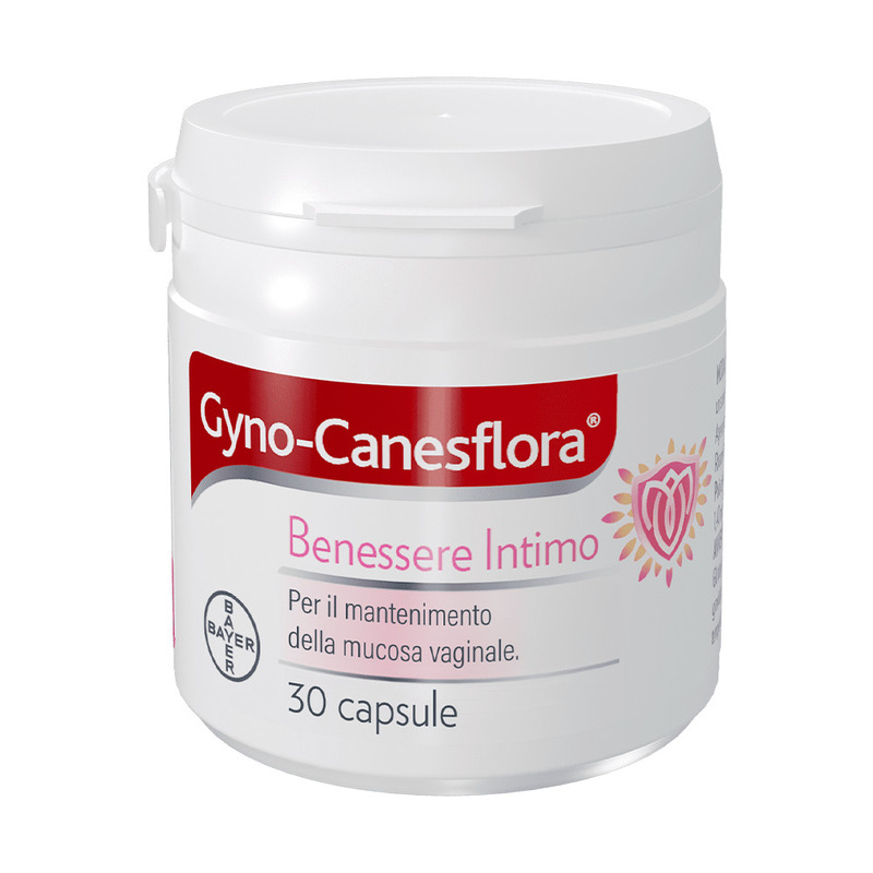 Gyno Canesflora Integratore alimentare per il benessere intimo femminile e il mantenimento della flora vaginale, con Vitamina B2 e lactobacilli, 30 capsule