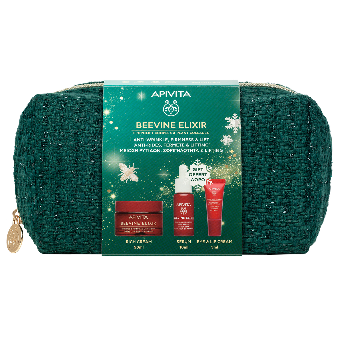 Apivita Beevine Elixir Cofanetto Regalo - Crema Ricca 50 ml + Siero 10 ml + Crema Contorno Occhi 5 ml